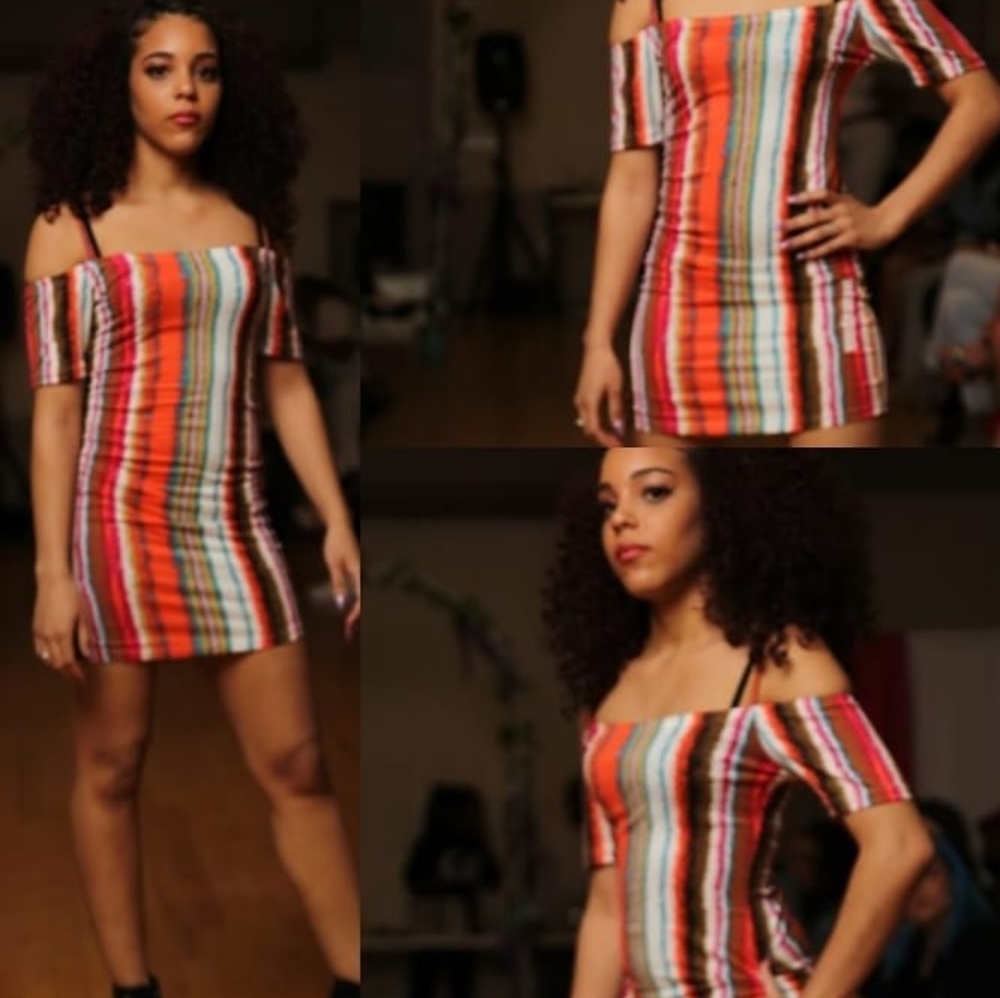 Off the shoulder color fun dress